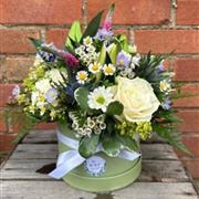 Pastel flowers in a Hat Box 